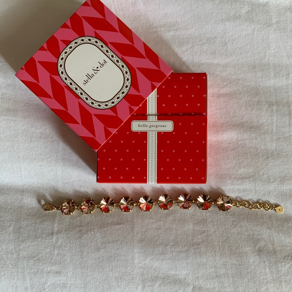 Stella & Dot Champagne Large Rhinestone Bracelet